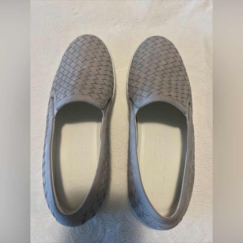 Italian M. Gemi 9.5 / 40 Gray Woven Nubuck Leather Slip On Loafers Shoes